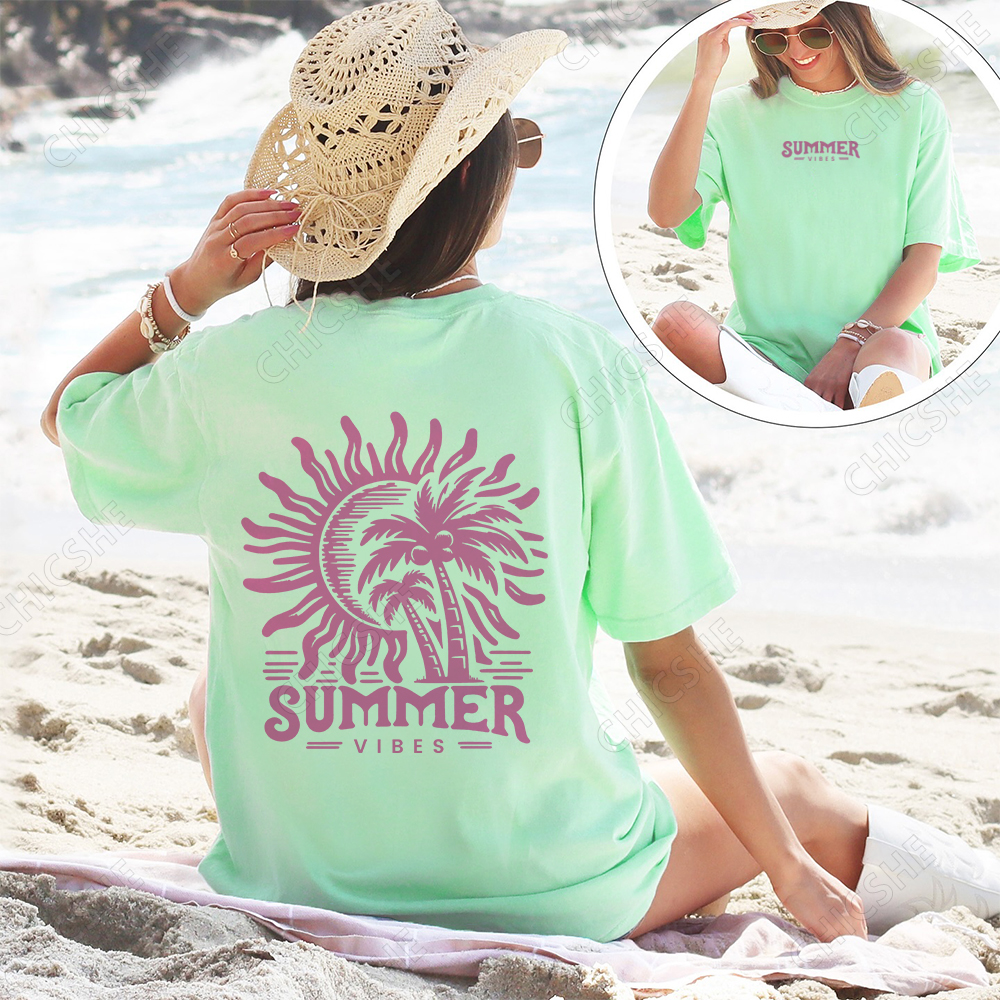 Summer Vibes Beach Back Printed Tee
