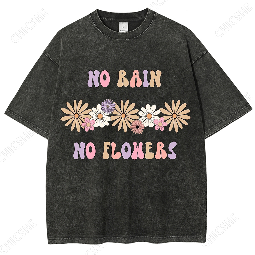 No Rain No Flowers Printed Washed Tee