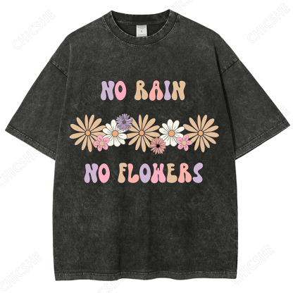 No Rain No Flowers Printed Washed Tee