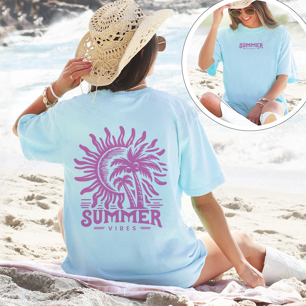 Summer Vibes Beach Back Printed Tee