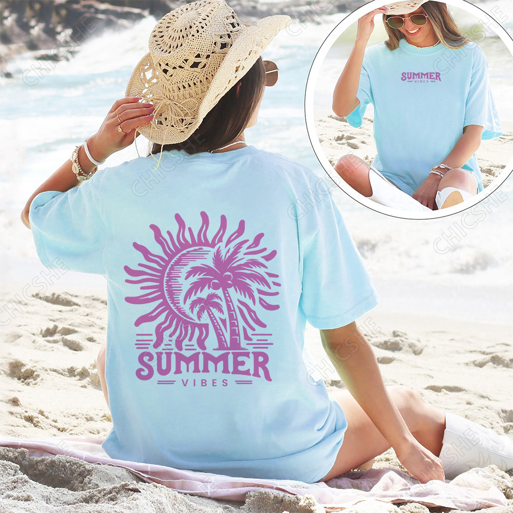 Summer Vibes Beach Back Printed Tee