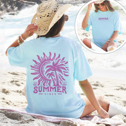 Summer Vibes Beach Back Printed Tee