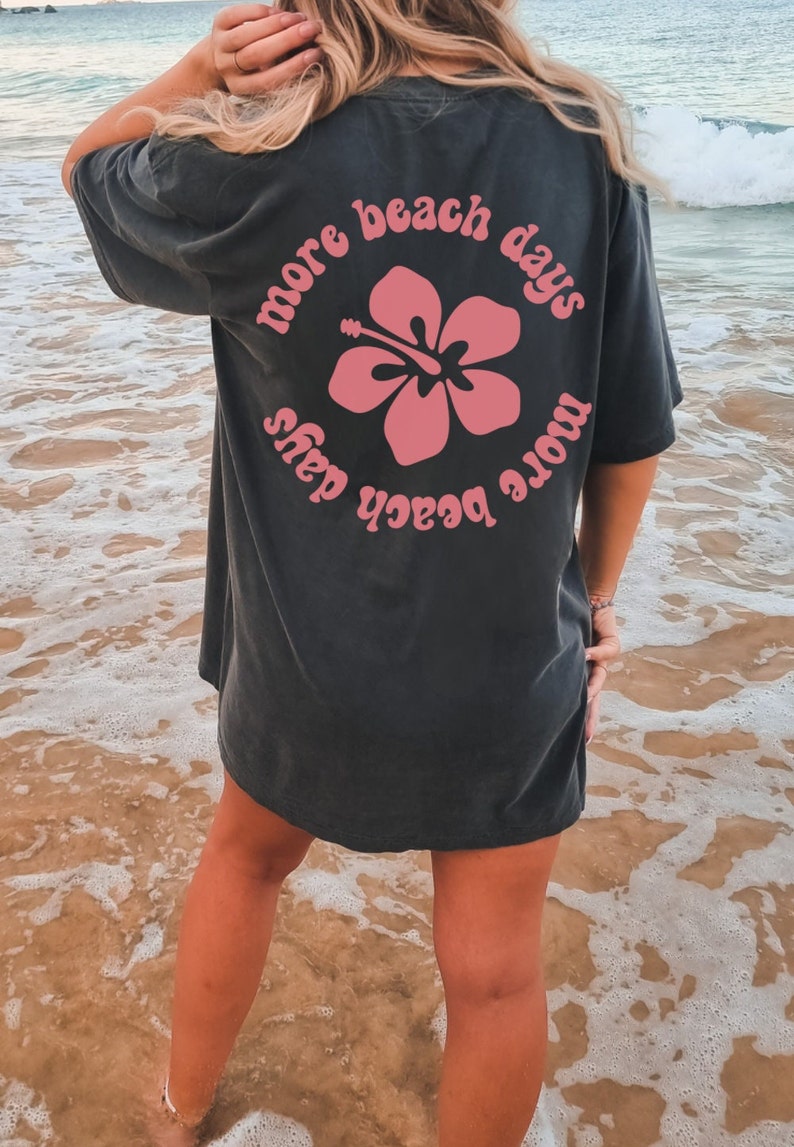 Preppy Summer Shirt Beach Days Graphic Tee Hibiscus Flower Shirt Coconut Girl