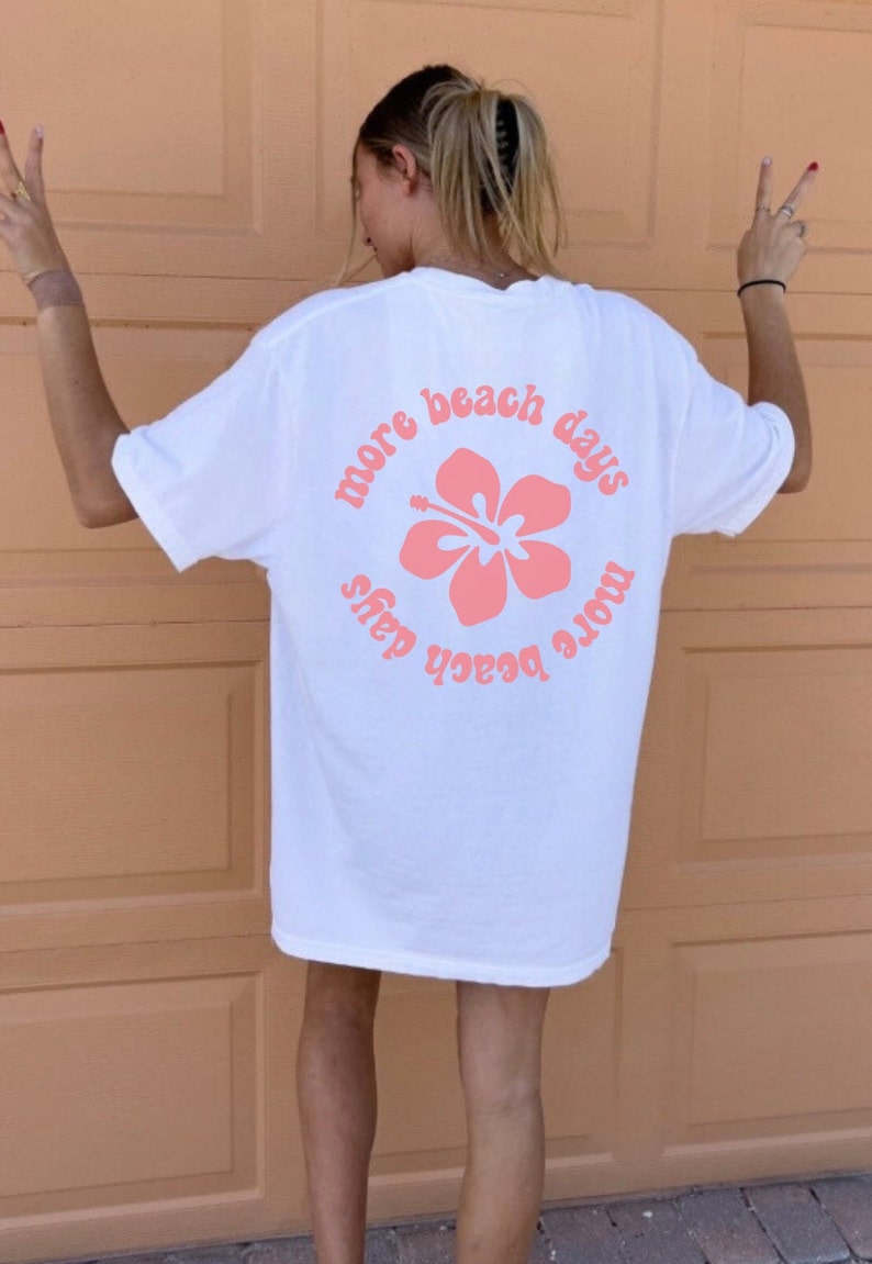 Preppy Summer Shirt Beach Days Graphic Tee Hibiscus Flower Shirt Coconut Girl