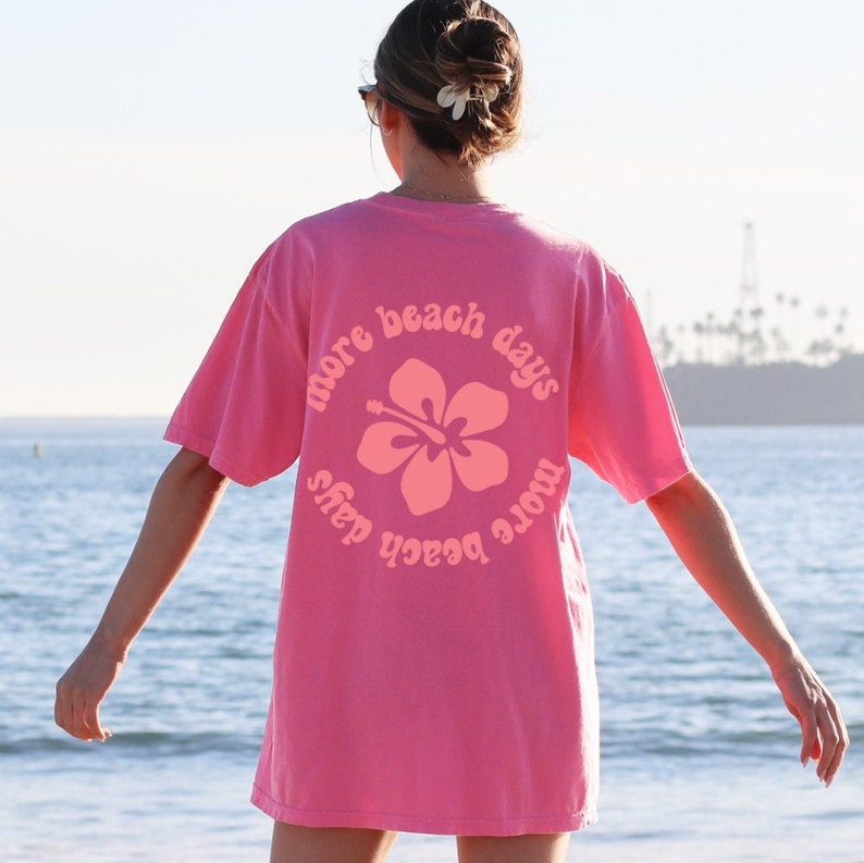 Preppy Summer Shirt Beach Days Graphic Tee Hibiscus Flower Shirt Coconut Girl