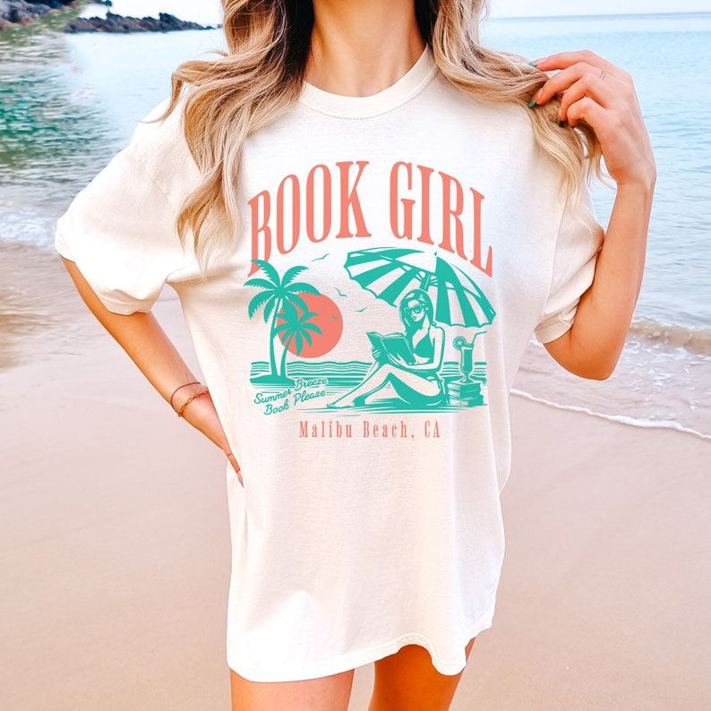 Book Girl Beach Shirt for Book Lovers Bookish Vacation Shirt for Reader Funny Oversized Summer Shirt