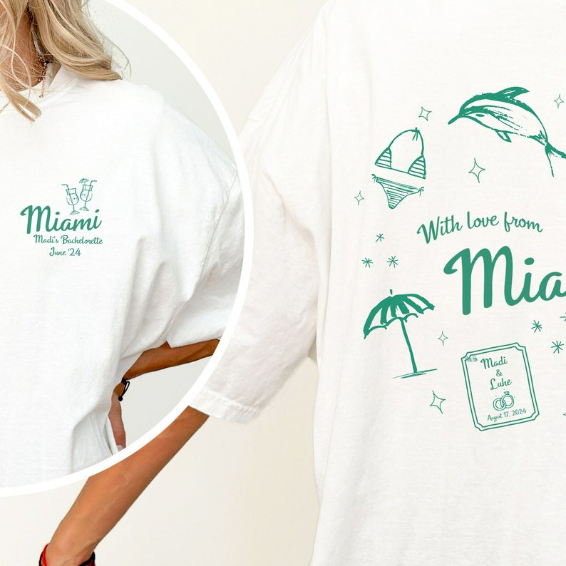 Custom Bachelorette Shirt Location Bach T-Shirt Bachelorett Party Shirt Miami Tshirt Gift