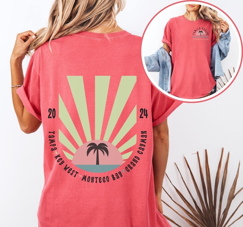 Custom Family Beach Shirts Personalized Matching Group Vacay T-shirts Oversized Beach Shirts