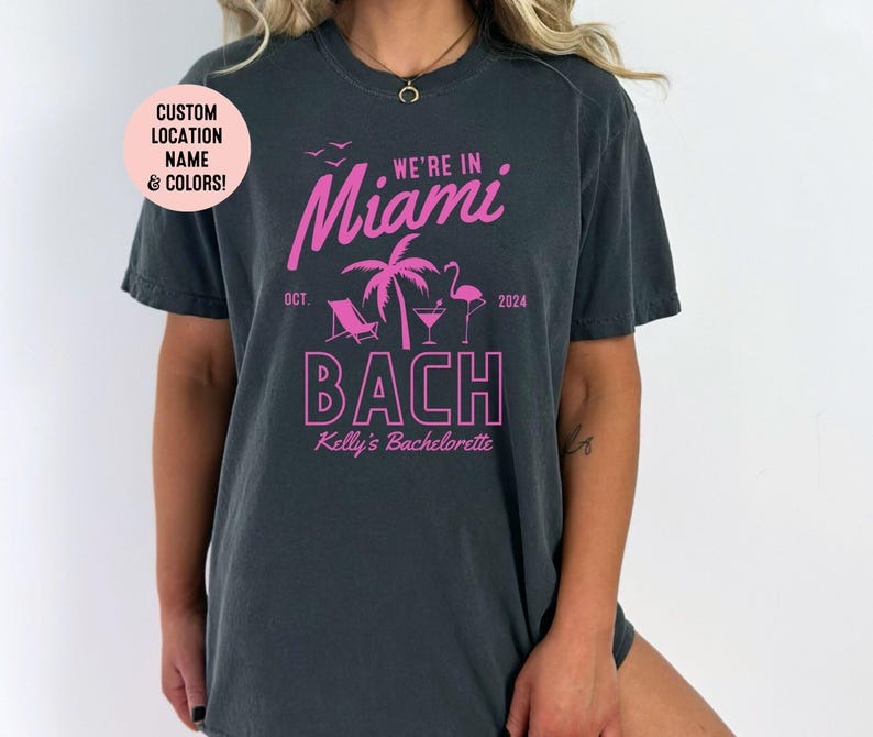 Customized Miami Beach Bachelorette Shirt Fun Summer Bridal Tee
