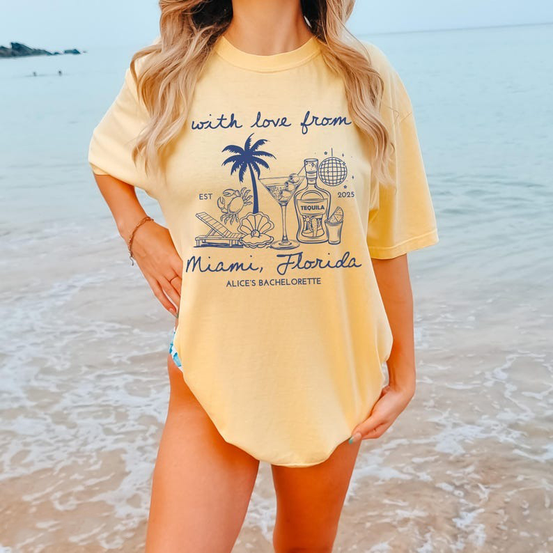 Custom Beach Bachelorette Group Shirts Coastal Vibe Bach Club Shirt