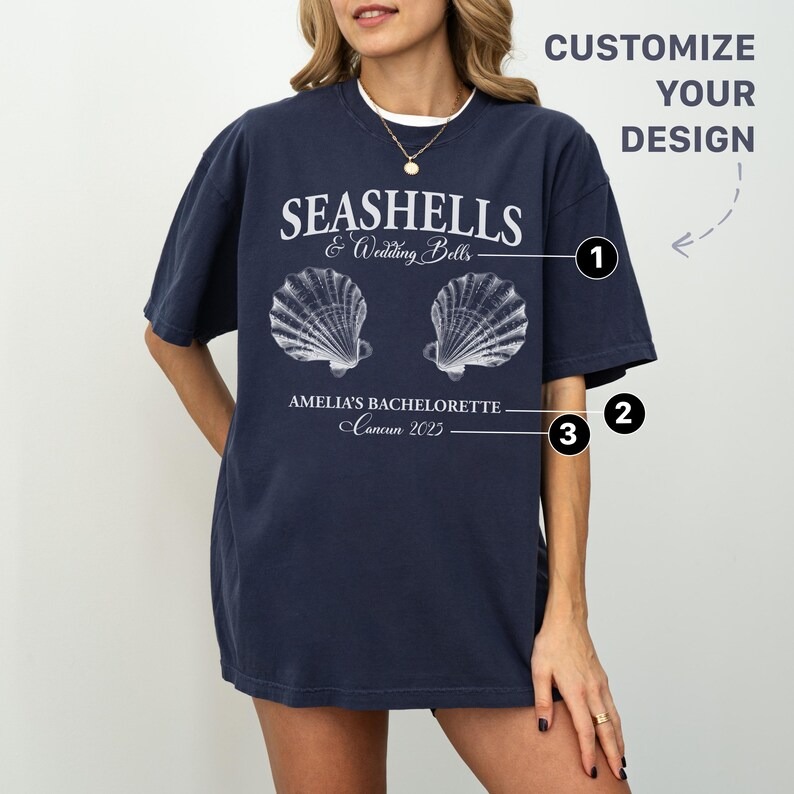 Custom Seashells and Wedding Bells Shirts Beach Bachelorette Shirts