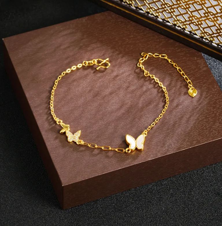Gold Mother-of-Pearl Butterfly Bracelet