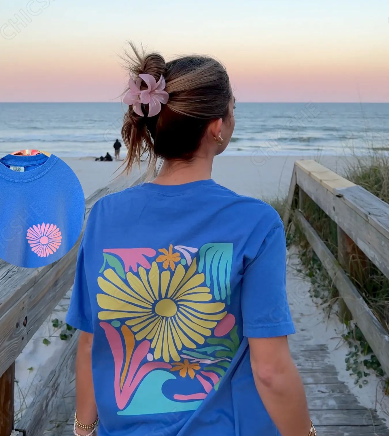 Colorful flower beach T-shirt