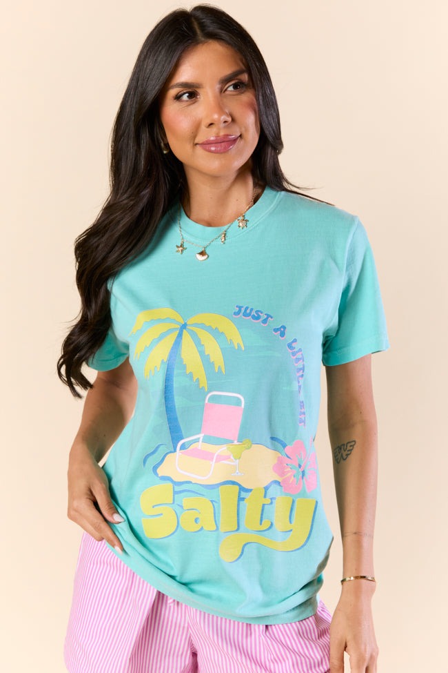 Just A Little Bit Salty Mint Graphic Tee Summer Beach Tee