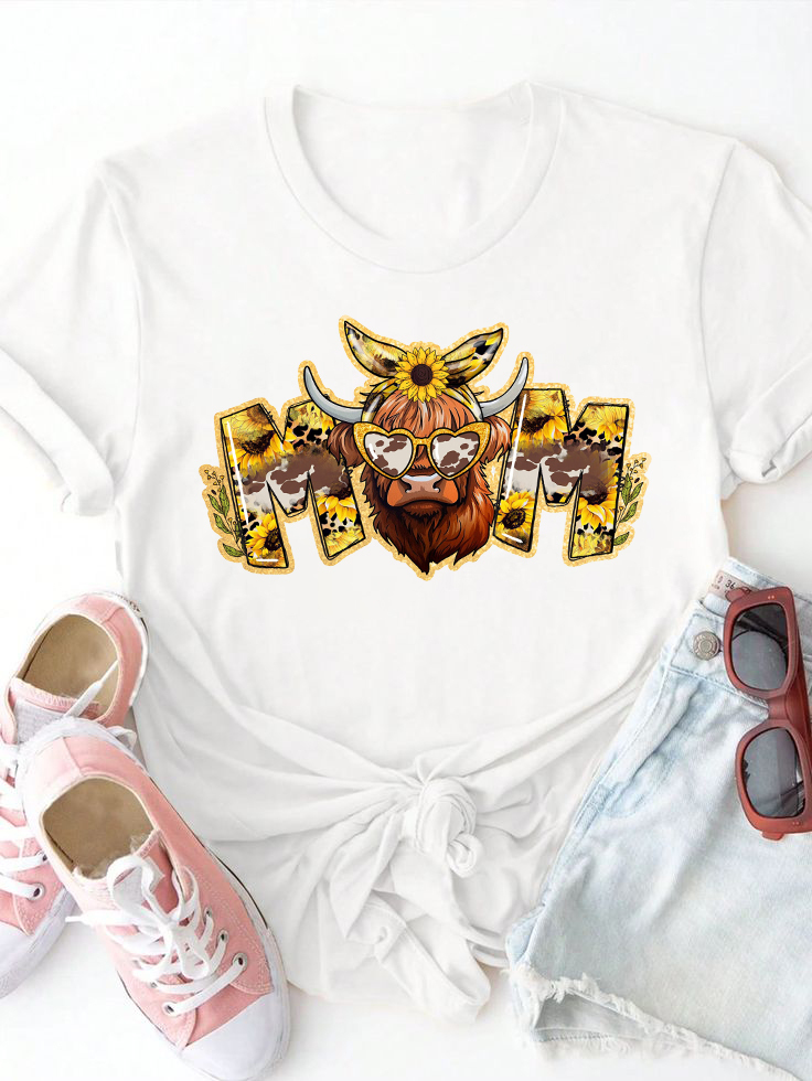 Mom Cow Letter T-shirt