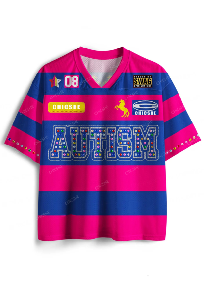 Pink Autism Y2K Sport Jersey Shirts Chicshe