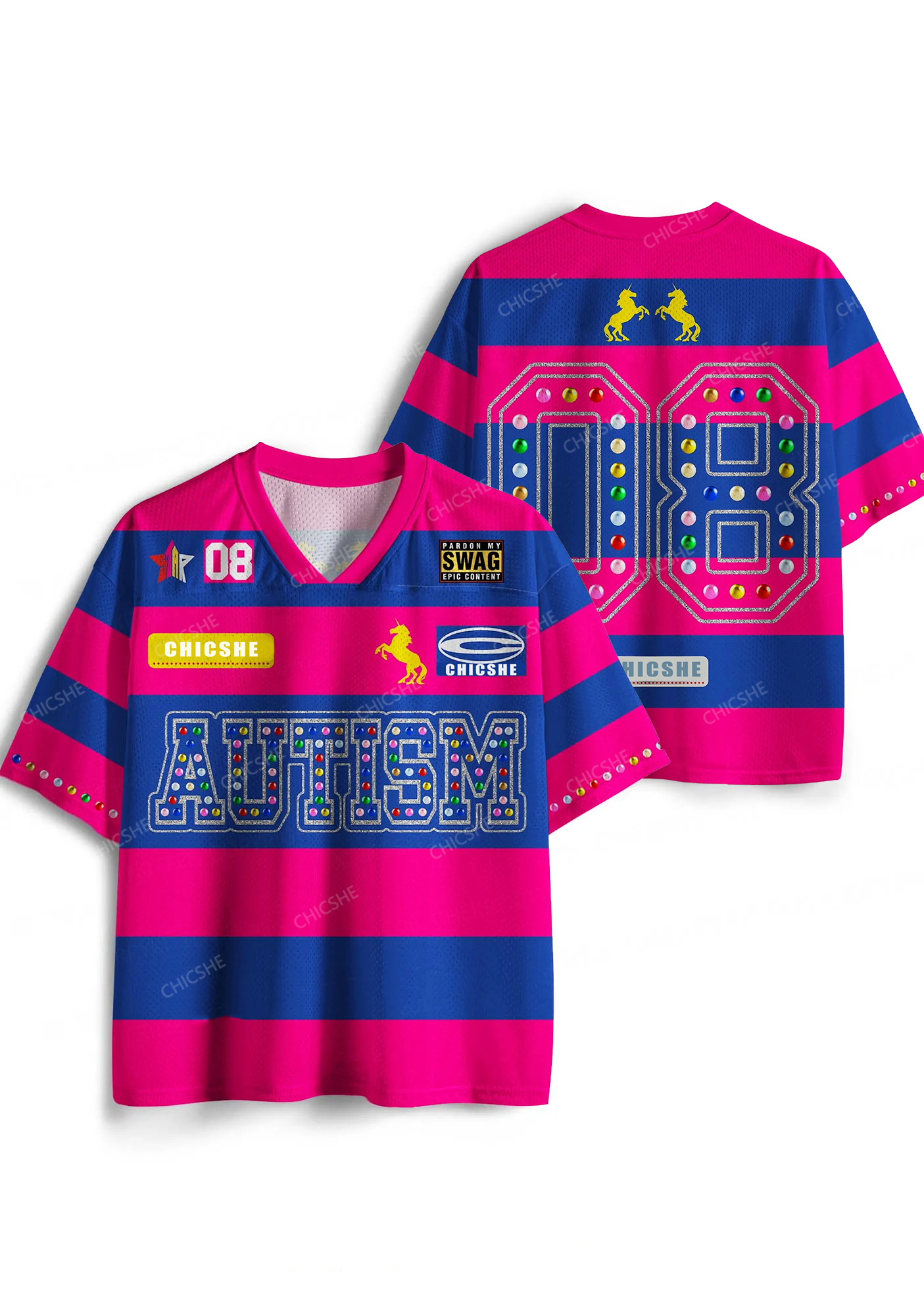 Pink Autism Y2K Sport Jersey Shirts Chicshe