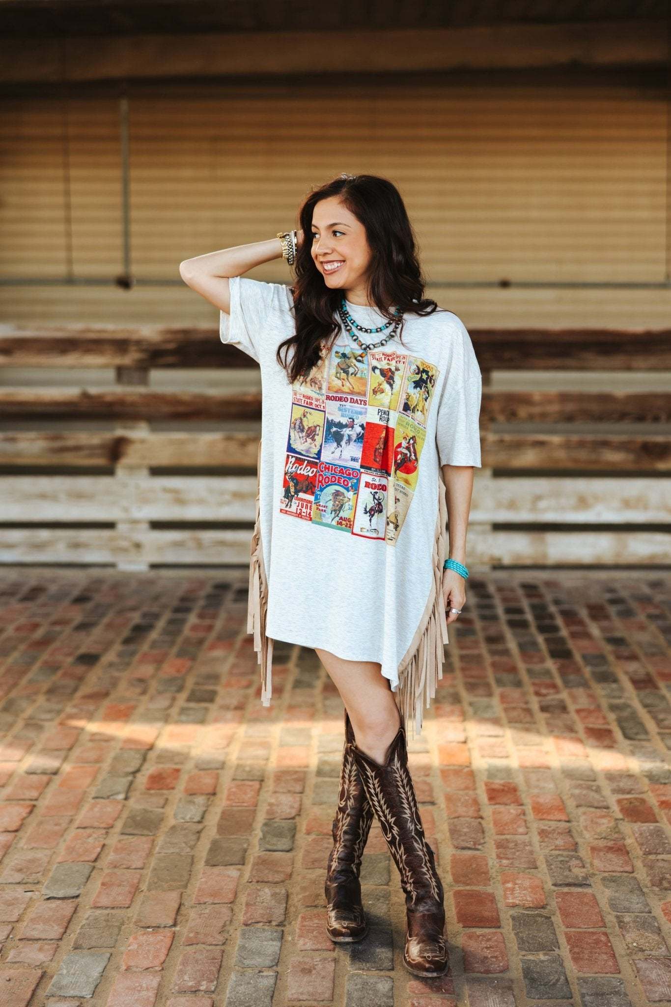 Rodeo Classics Fringed Oversized Tee Dress - PREORDER