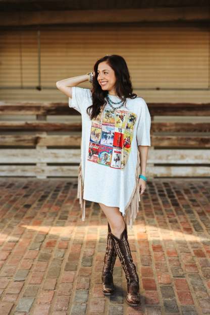 Rodeo Classics Fringed Oversized Tee Dress - PREORDER