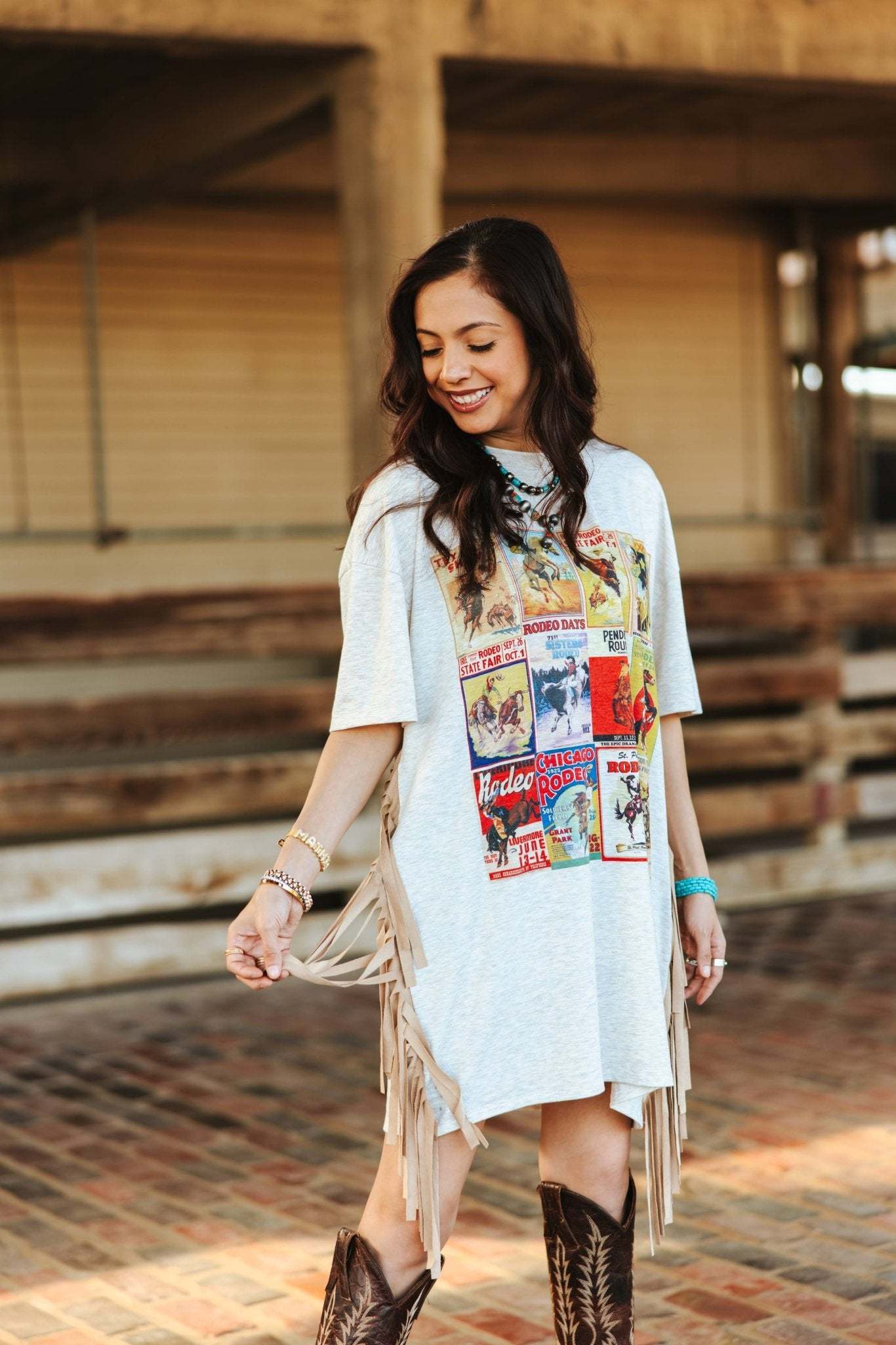 Rodeo Classics Fringed Oversized Tee Dress - PREORDER