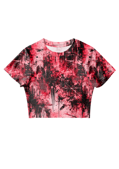 Chicshe Bloody Texture Print Y2K Mesh Crop Top 