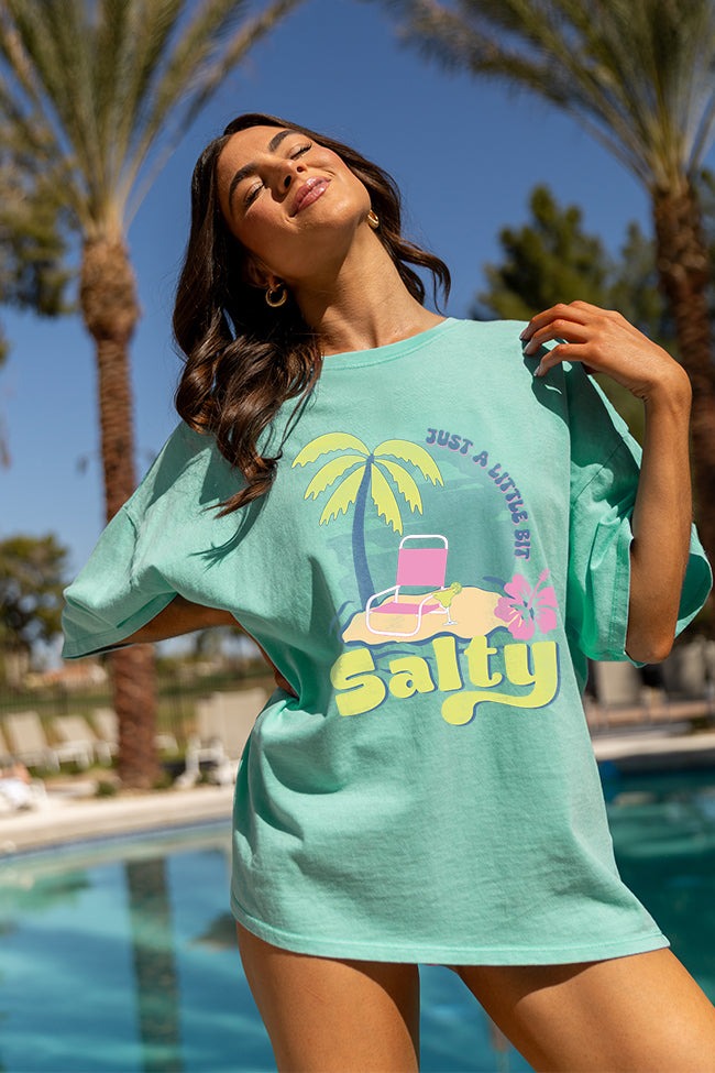Just A Little Bit Salty Mint Graphic Tee Summer Beach Tee