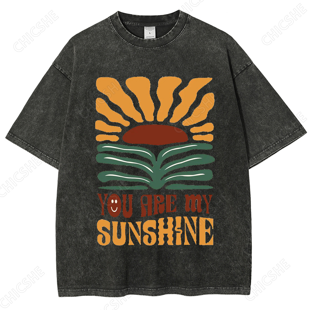 You Are My Sunshine Flower Printed Washed Tee