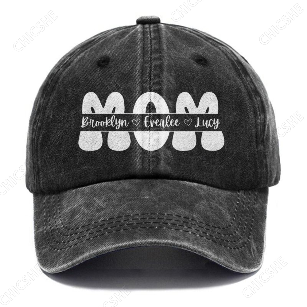 Custom Mom Vintage Casual Washed Cap
