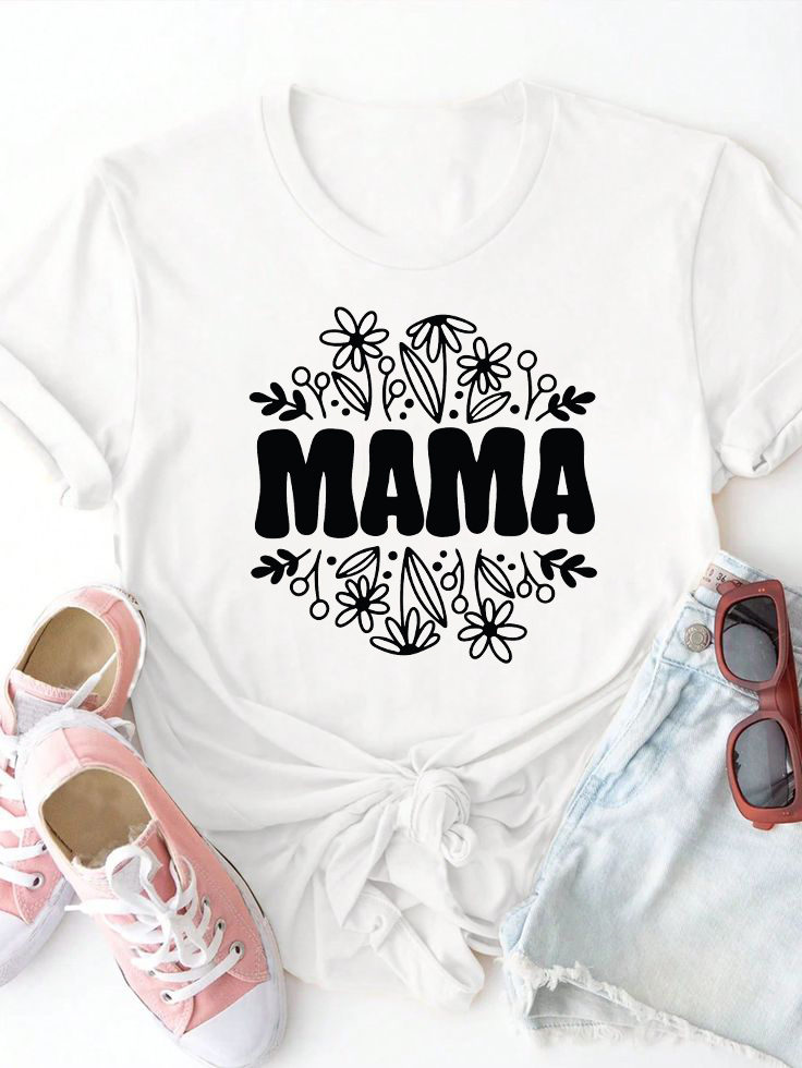 MAMA Flower Letter T-shirt