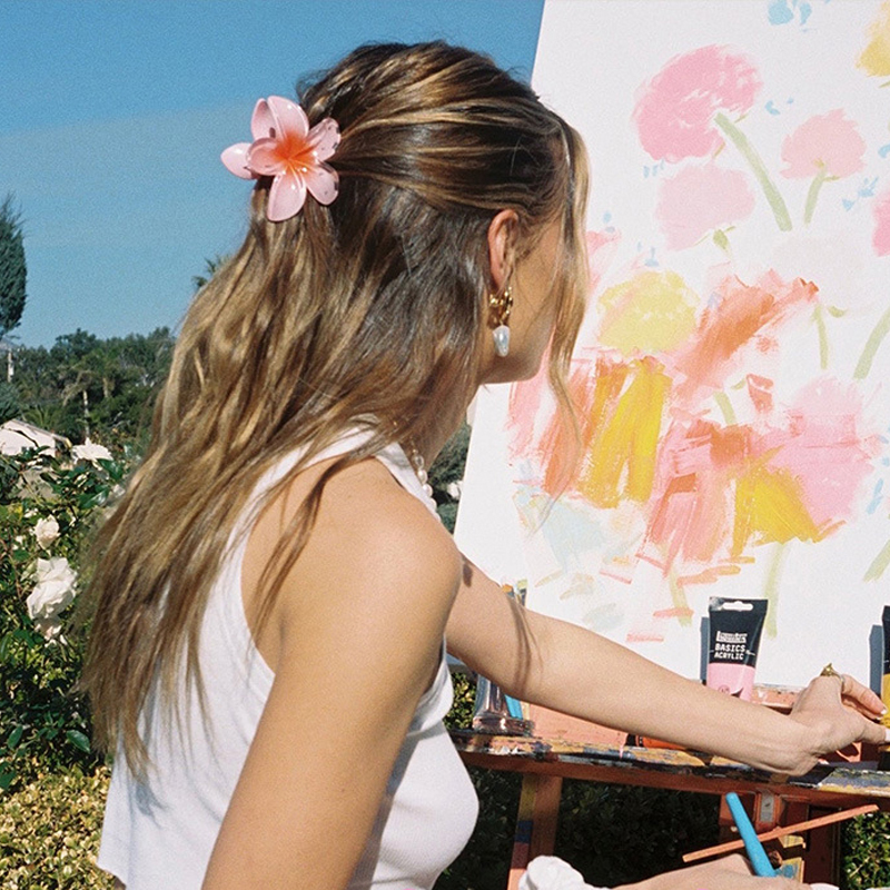 Eggplant Hair Clips Flower Scrunchies