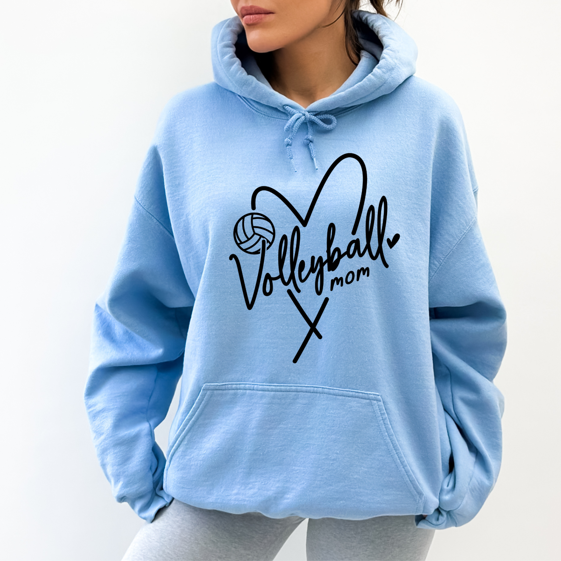 Volleyball Mom Heart Hoodie Sweatshirt