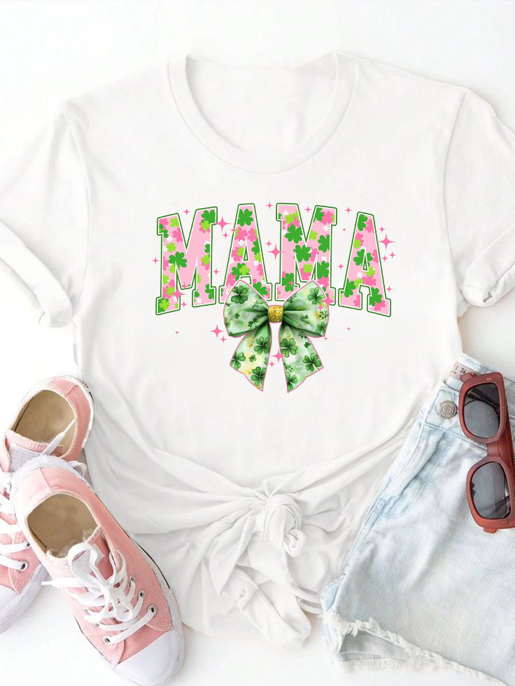 Mom Letter Butterfly Clover Print