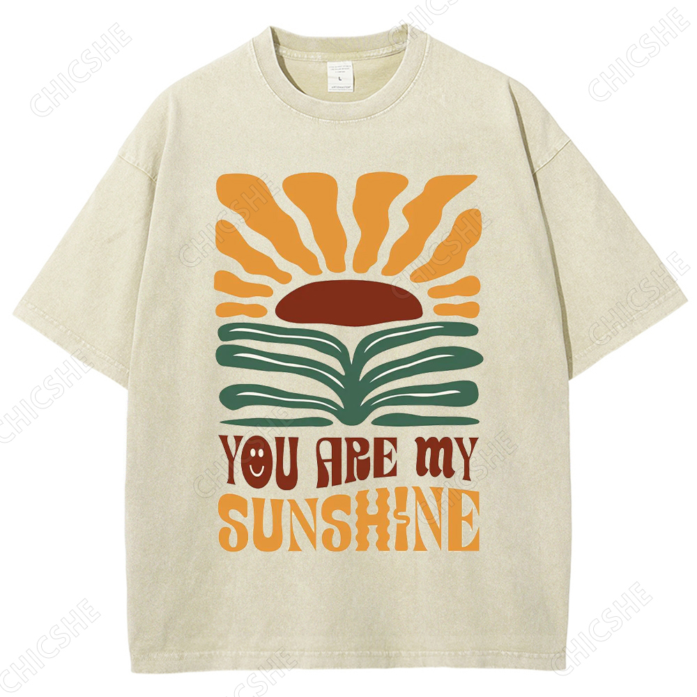 You Are My Sunshine Flower Printed Washed Tee