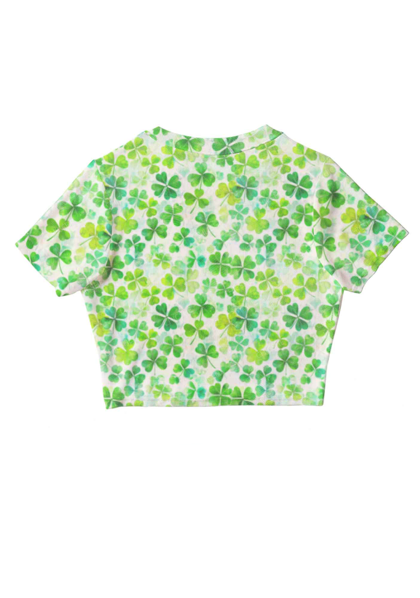 Lucky Four-Leaf Clover Y2K Mesh Crop Top Chicshe 