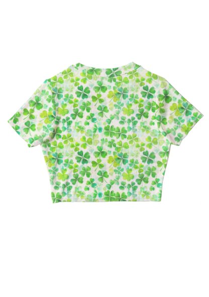 Lucky Four-Leaf Clover Y2K Mesh Crop Top Chicshe 
