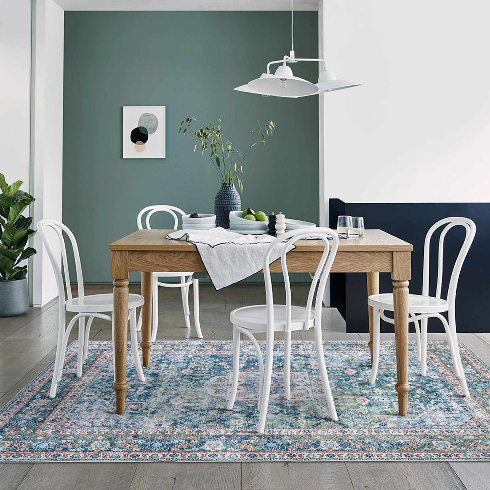 Vintage Machine Washable and Foldable Area Rug