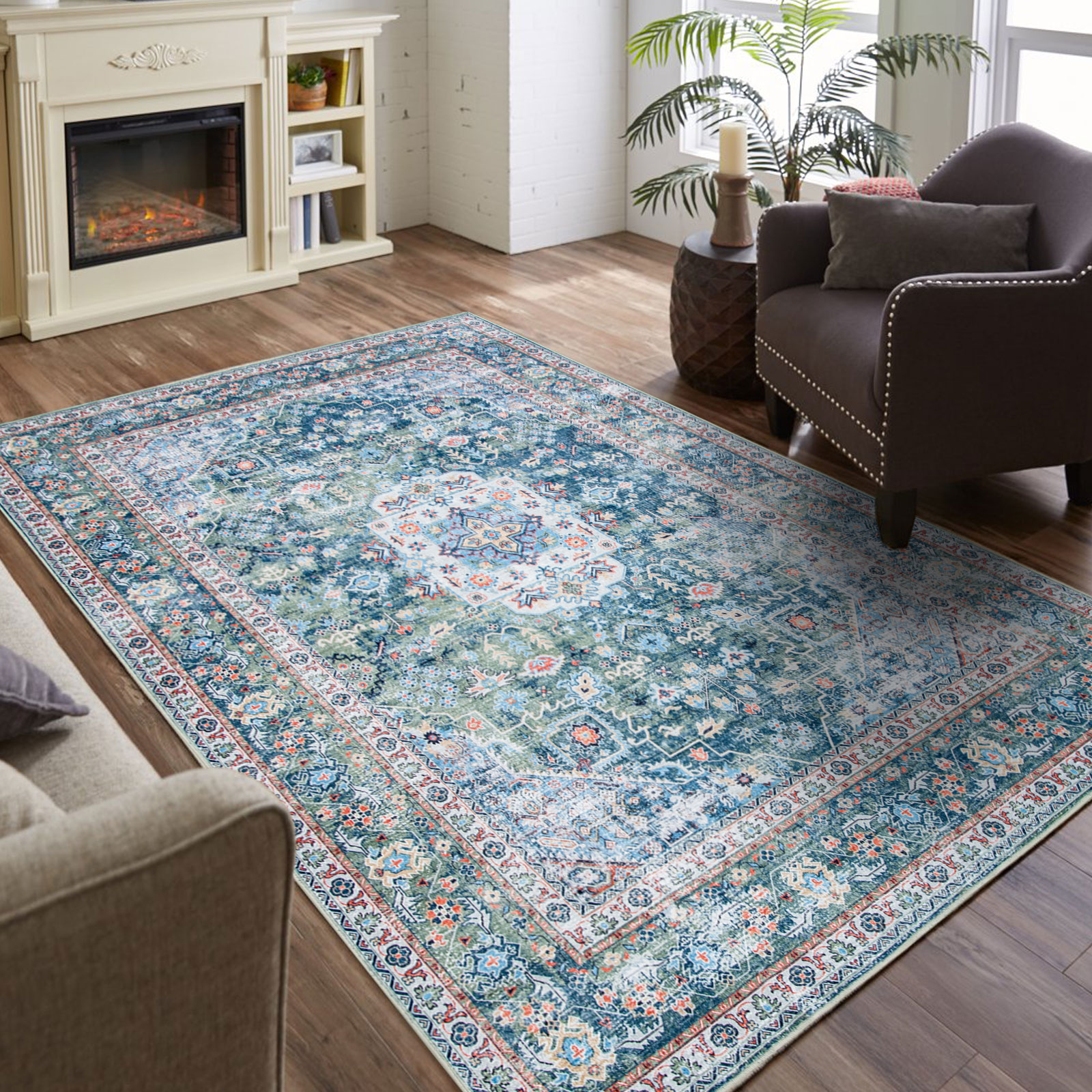 Vintage Machine Washable and Foldable Area Rug