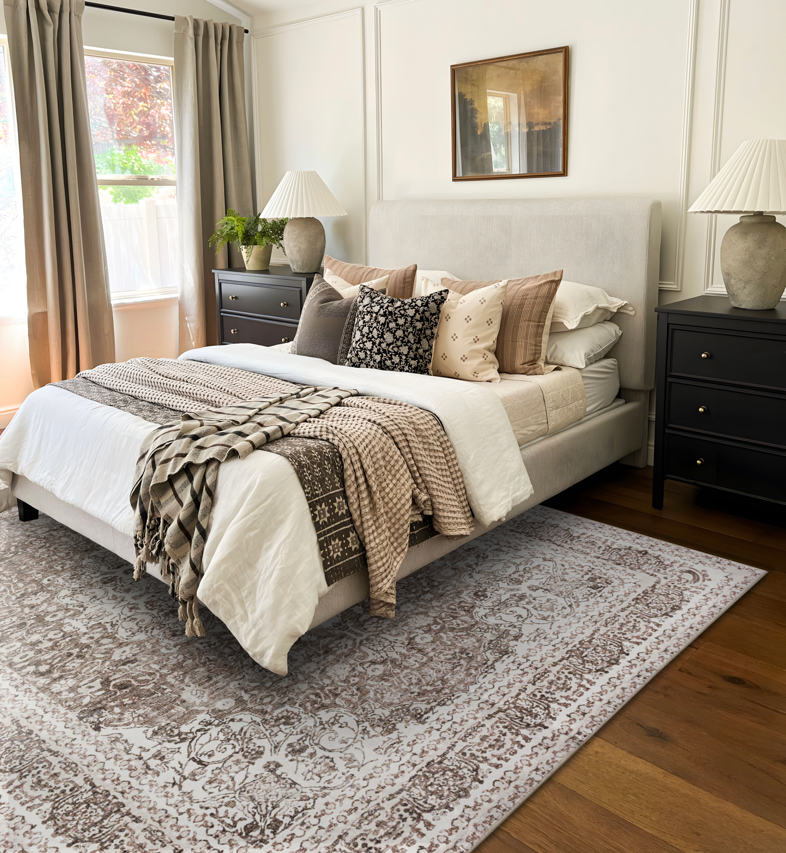 Lenore Traditional Machine Washable Soft Plush Vintage Floral Pattern Foldable Rug Multicolor 