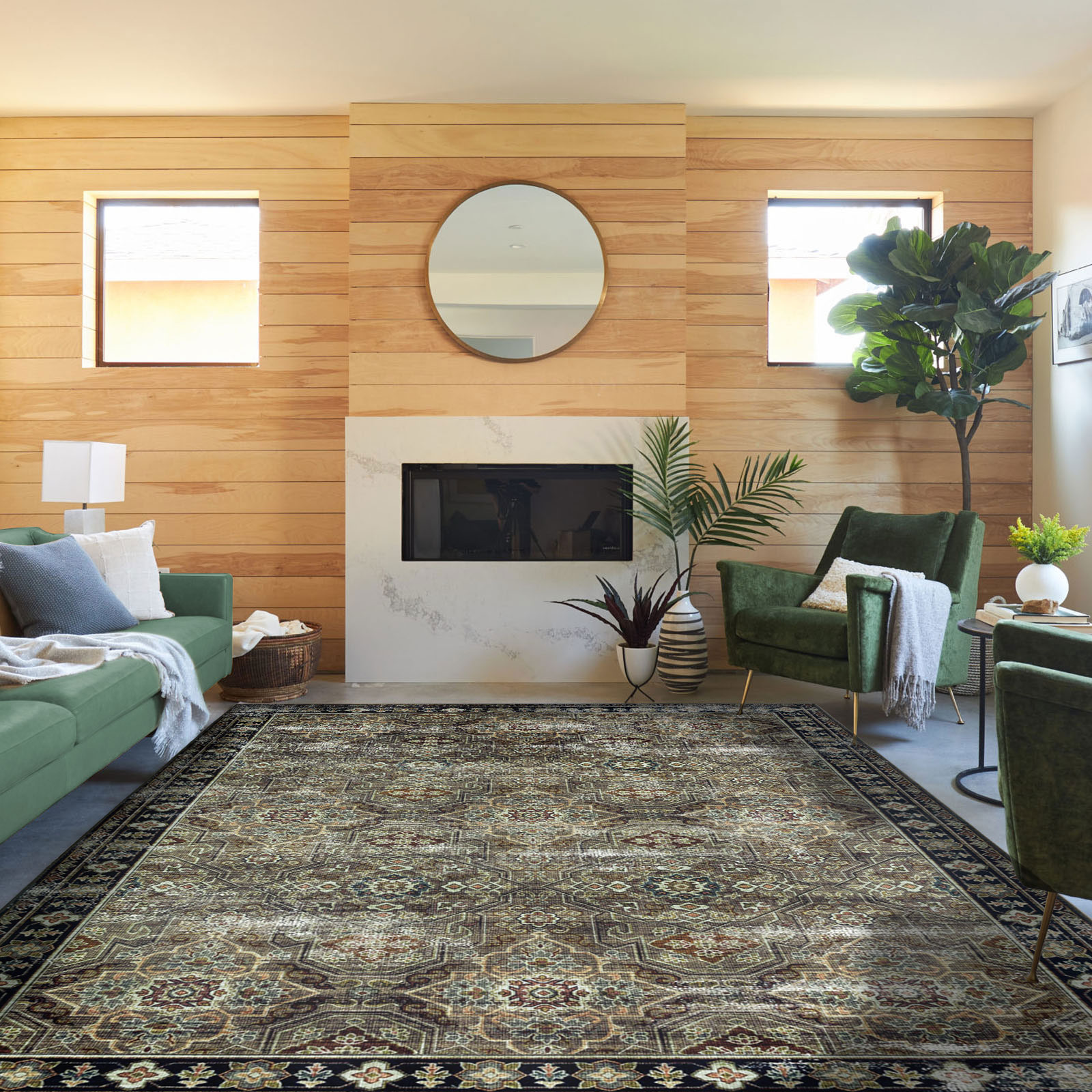 Vintage Indoor distressed Area Rug 