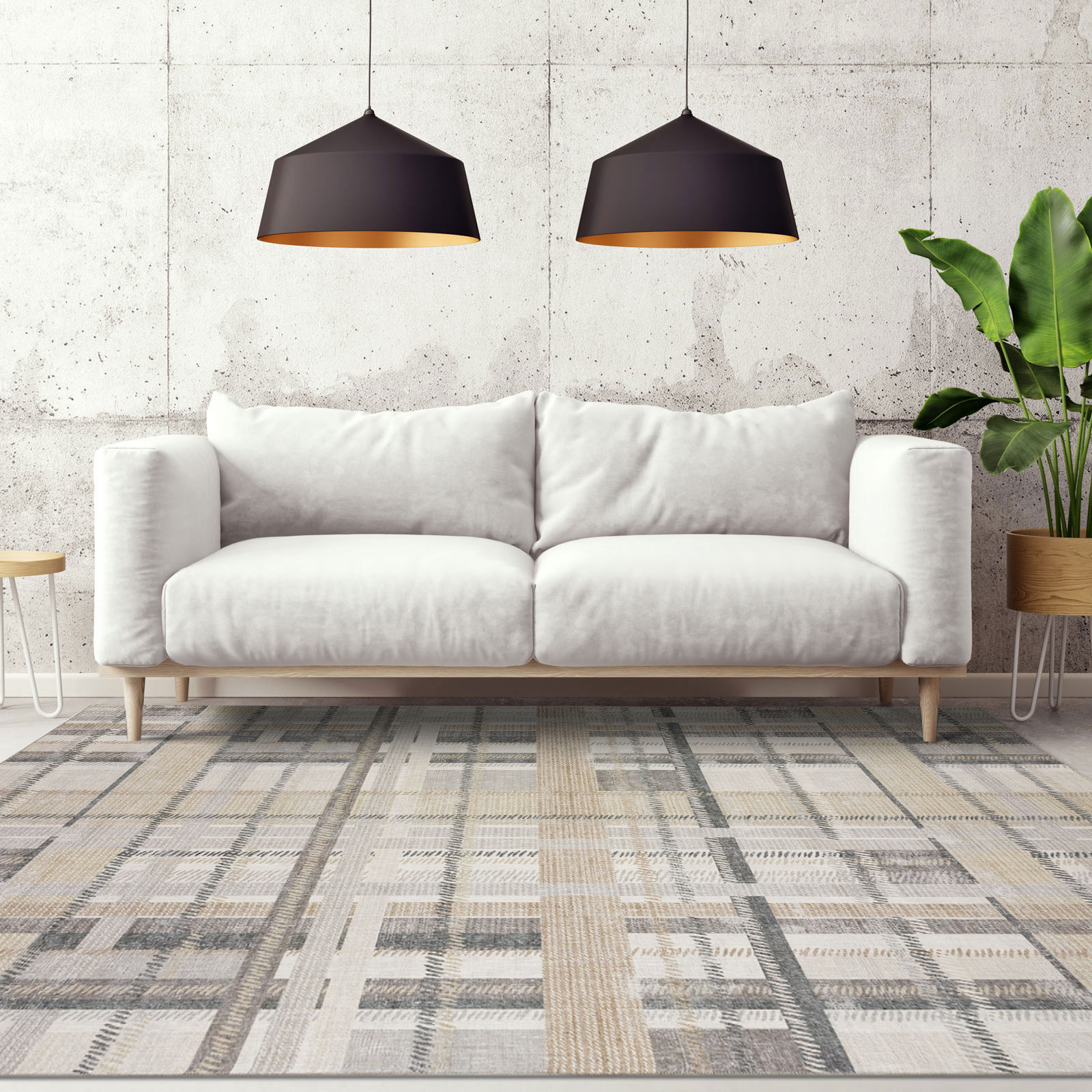 Nicole Machine Washable And Foldable Modern Lattice Area Rug