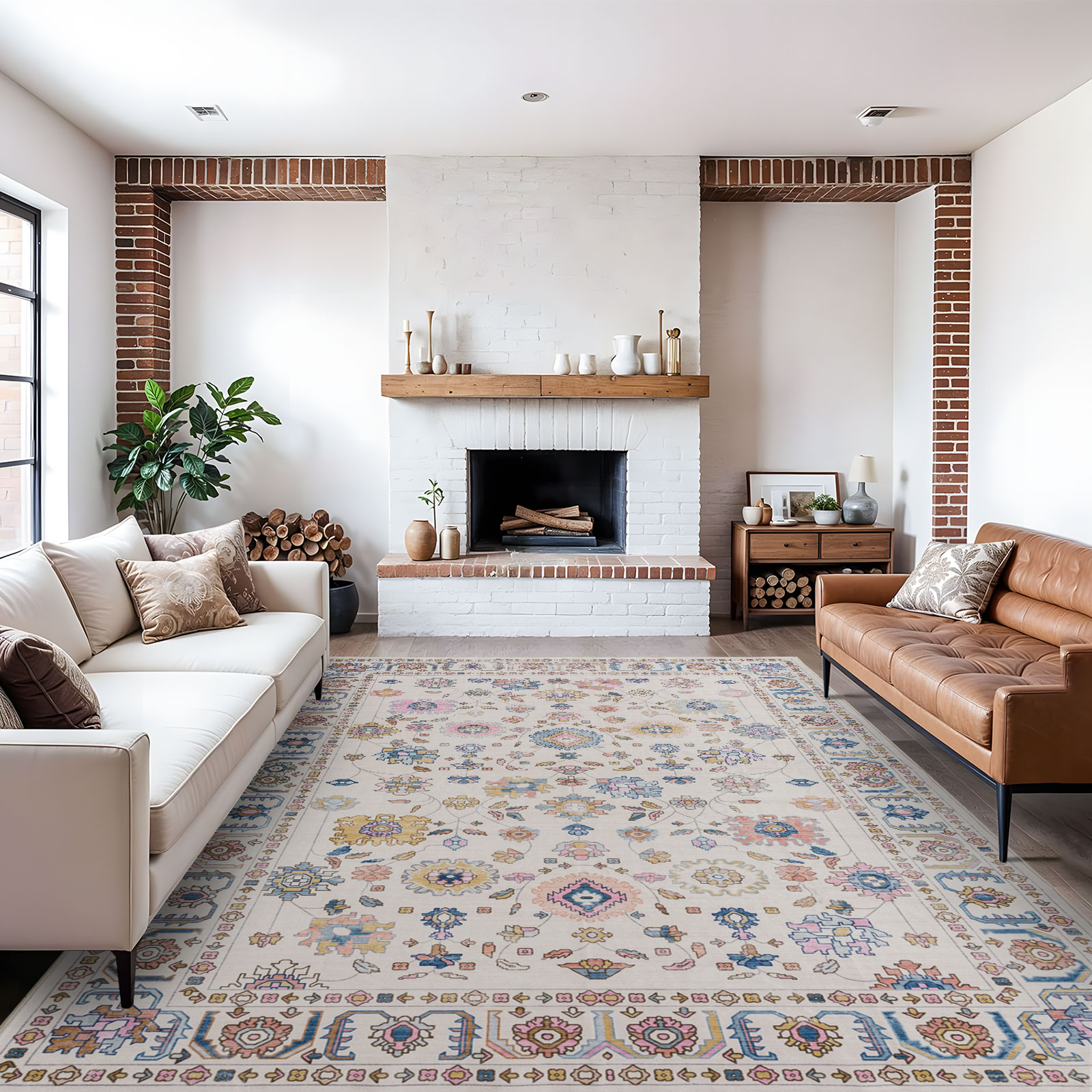 Lenore Traditional Machine Washable Soft Plush Vintage Floral Pattern Foldable Rug Multicolor 