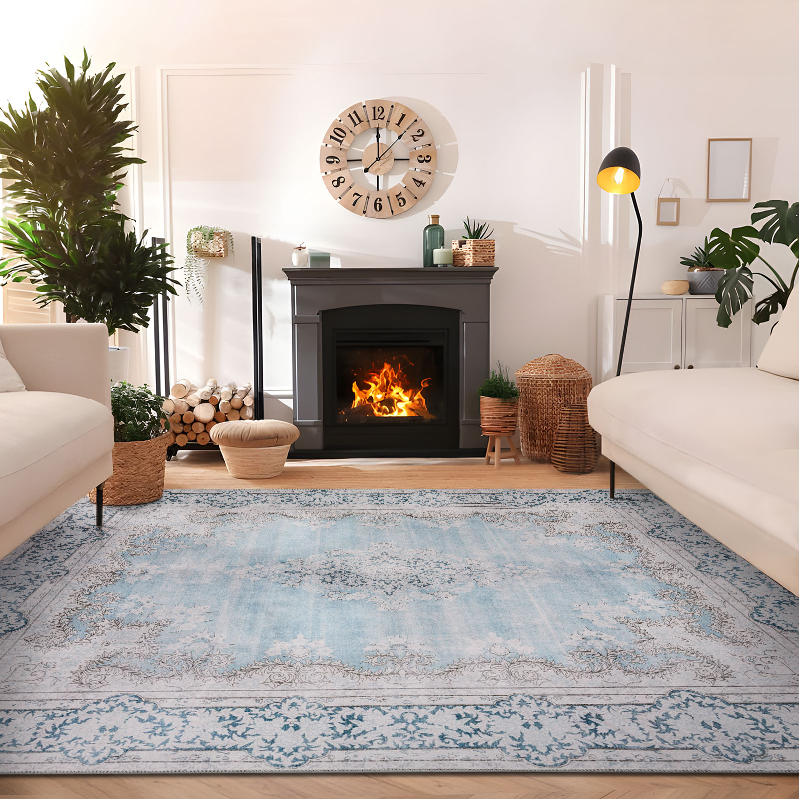 Machine Washable Vintage Distressed Area Rug