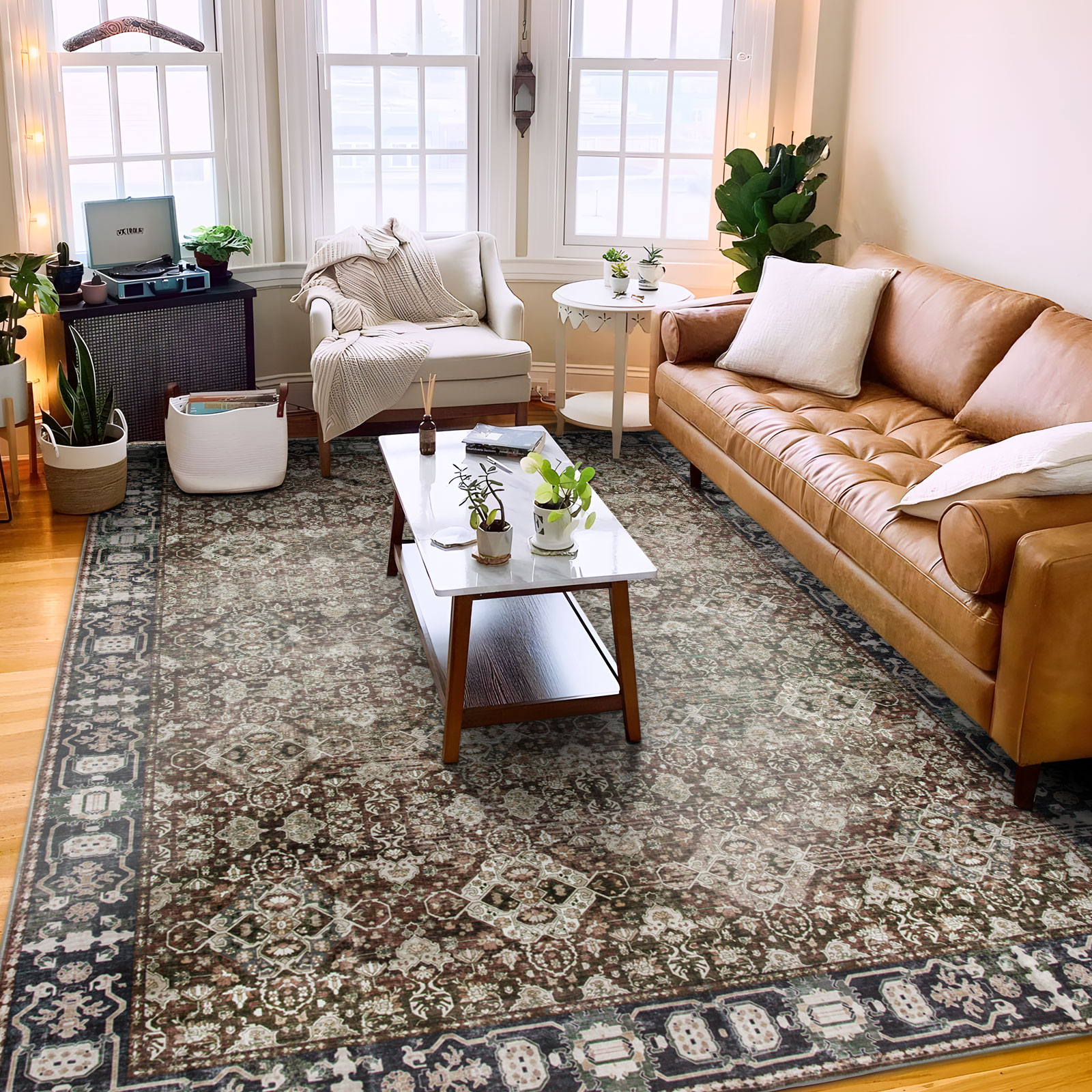 Cynthia Machine Washable Vintage Distressed Soft Foldable Area Rug