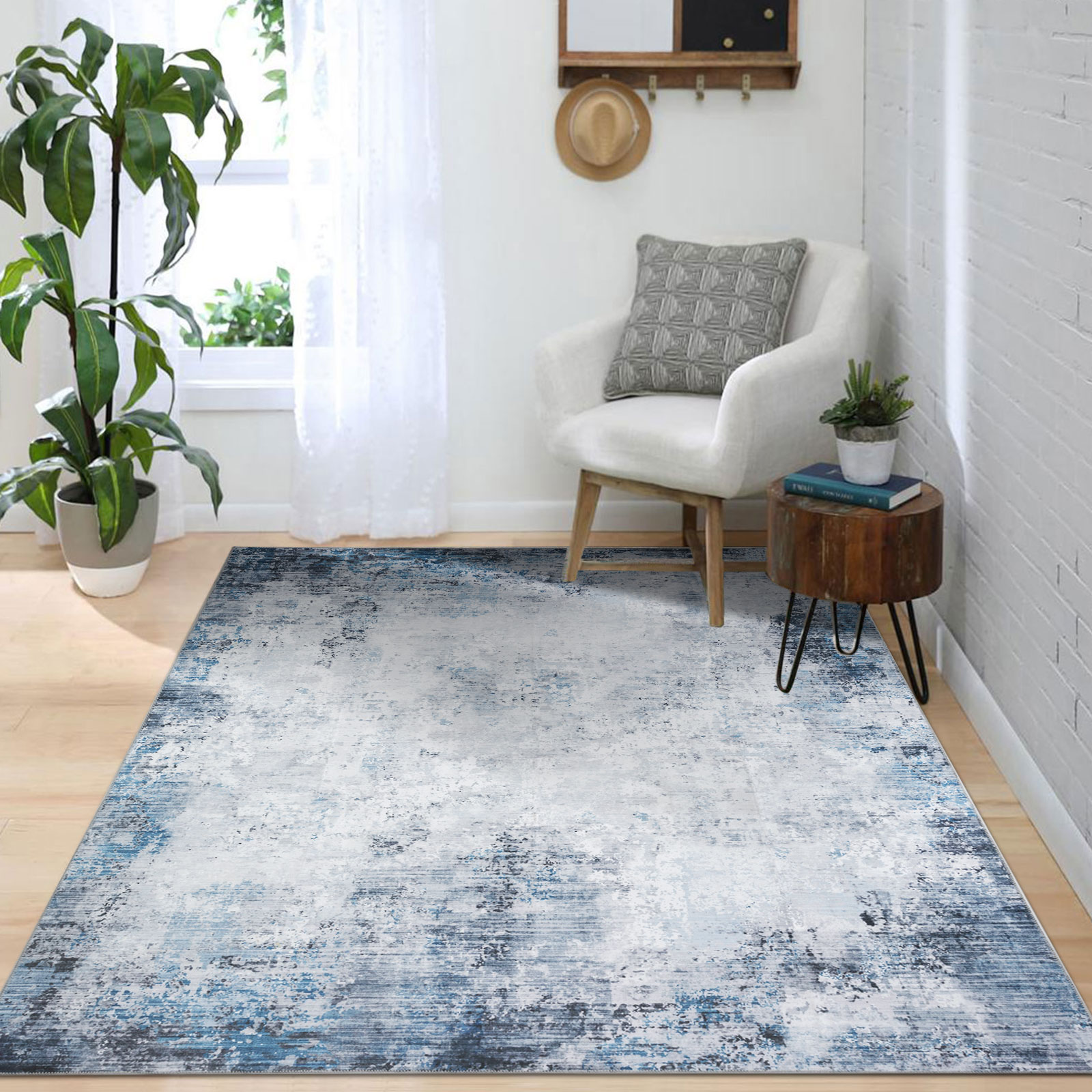 Machine Washable Modern Abstract  Area Rug 
