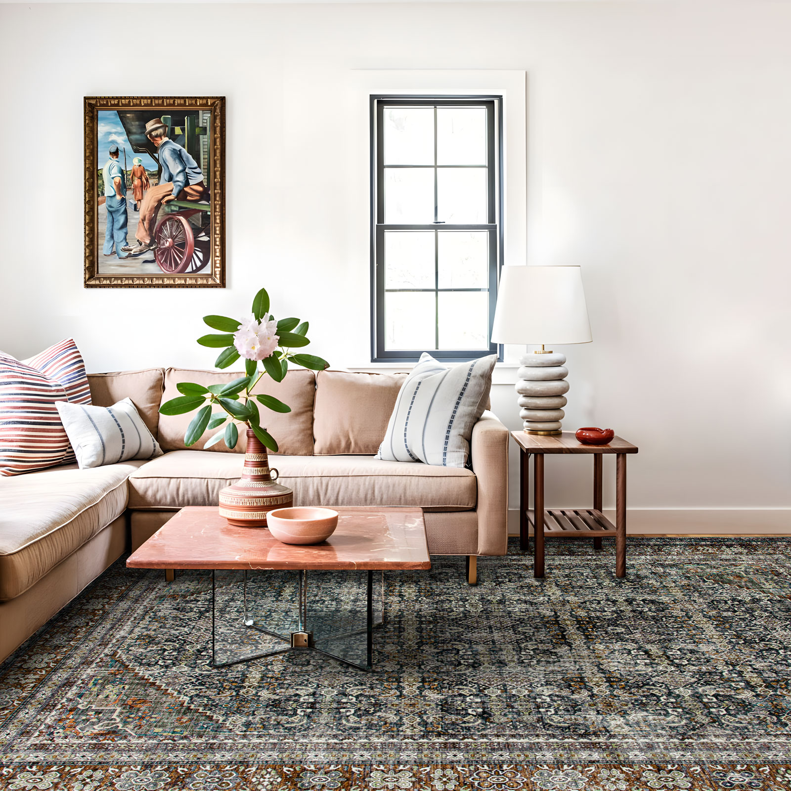 Cynthia Machine Washable Vintage Distressed Soft Foldable Area Rug