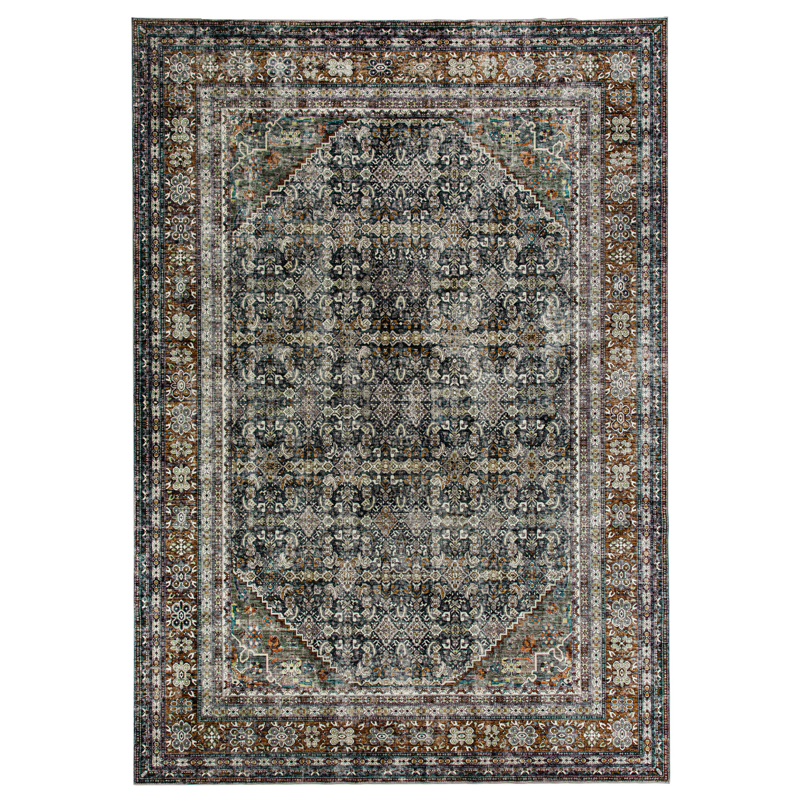 Cynthia Machine Washable Vintage Distressed Soft Foldable Area Rug