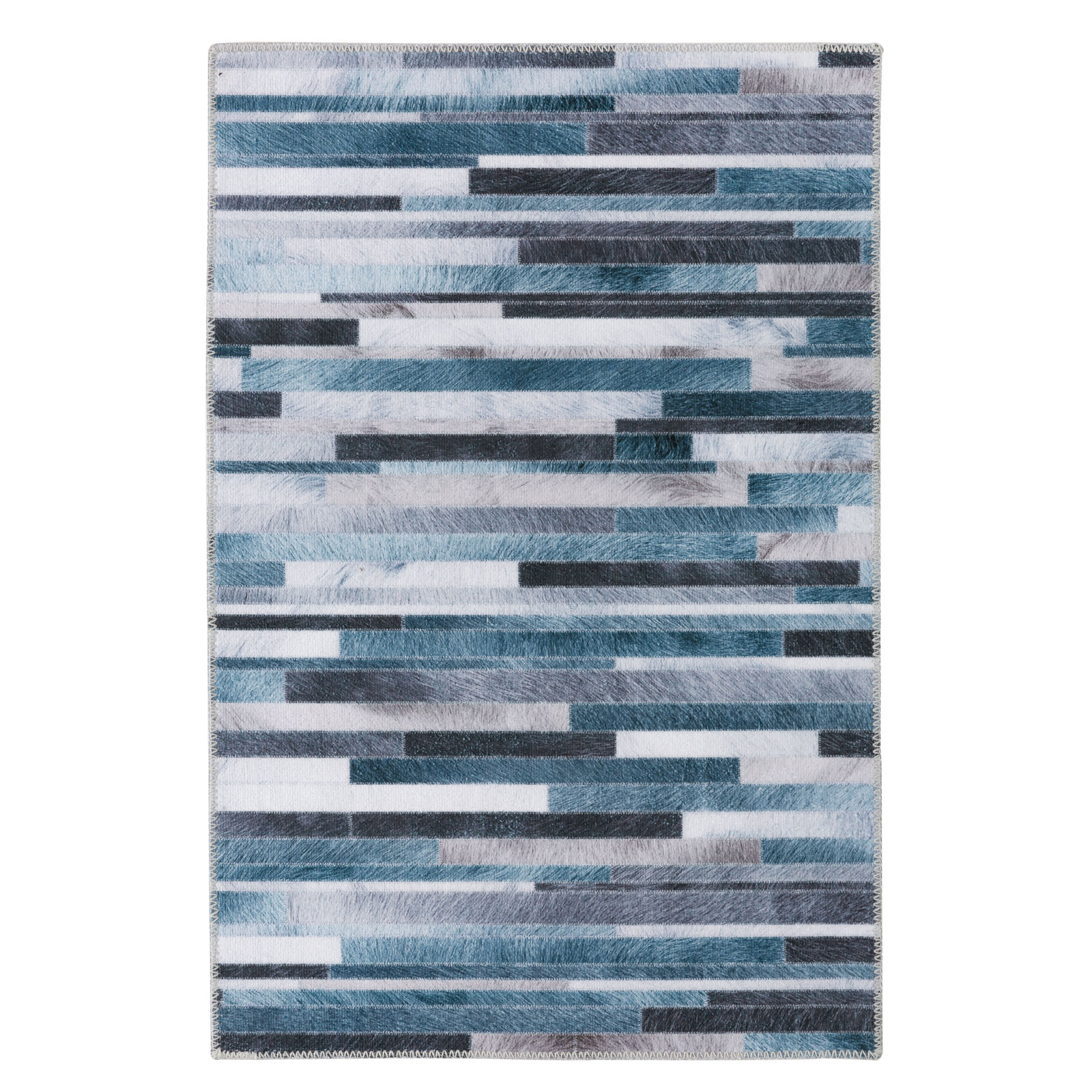Coronado Machine Washable Modern Geometric Faux Cowhide Patchwork Area Rug