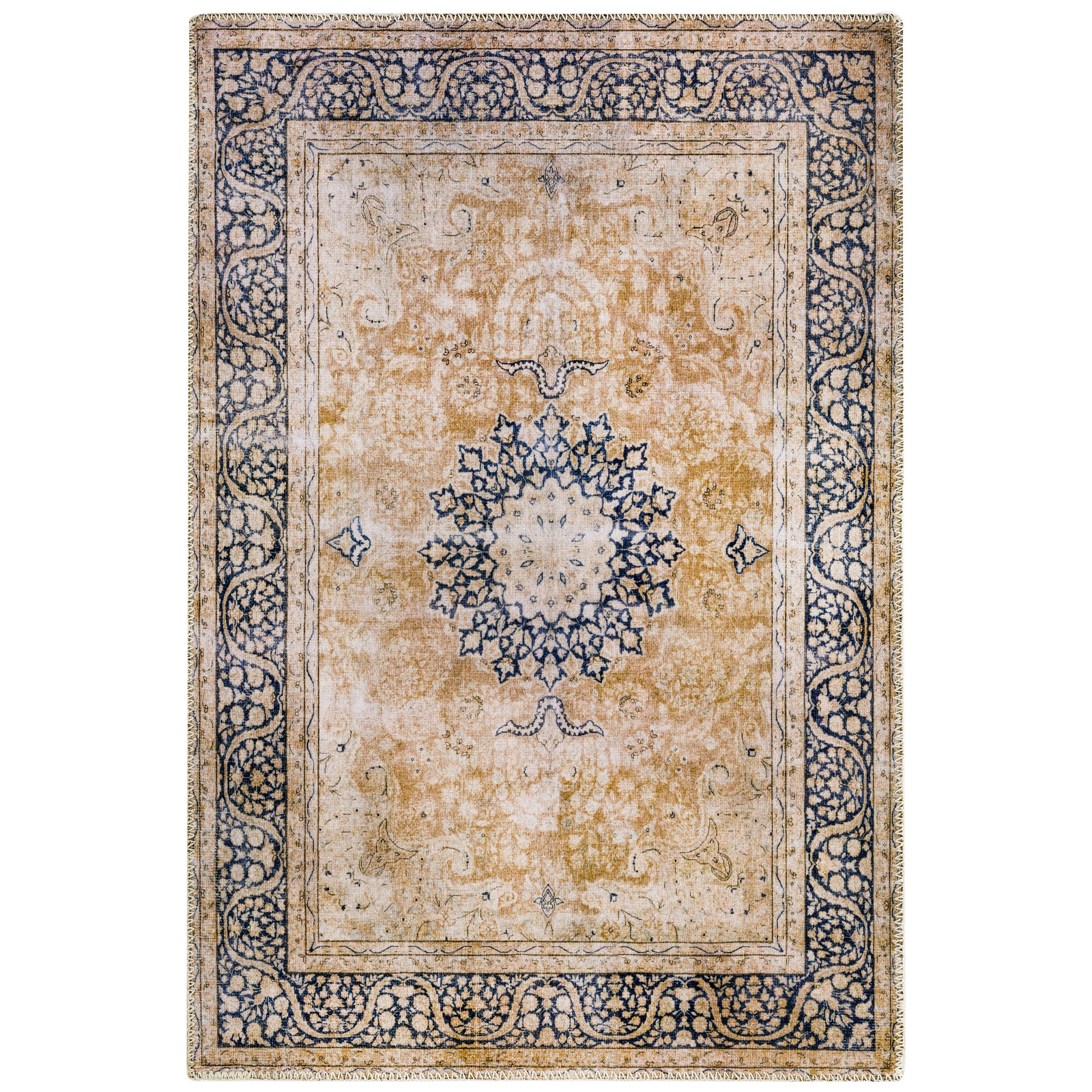Camellia Machine Washable Vintage Distressed Area Rug
