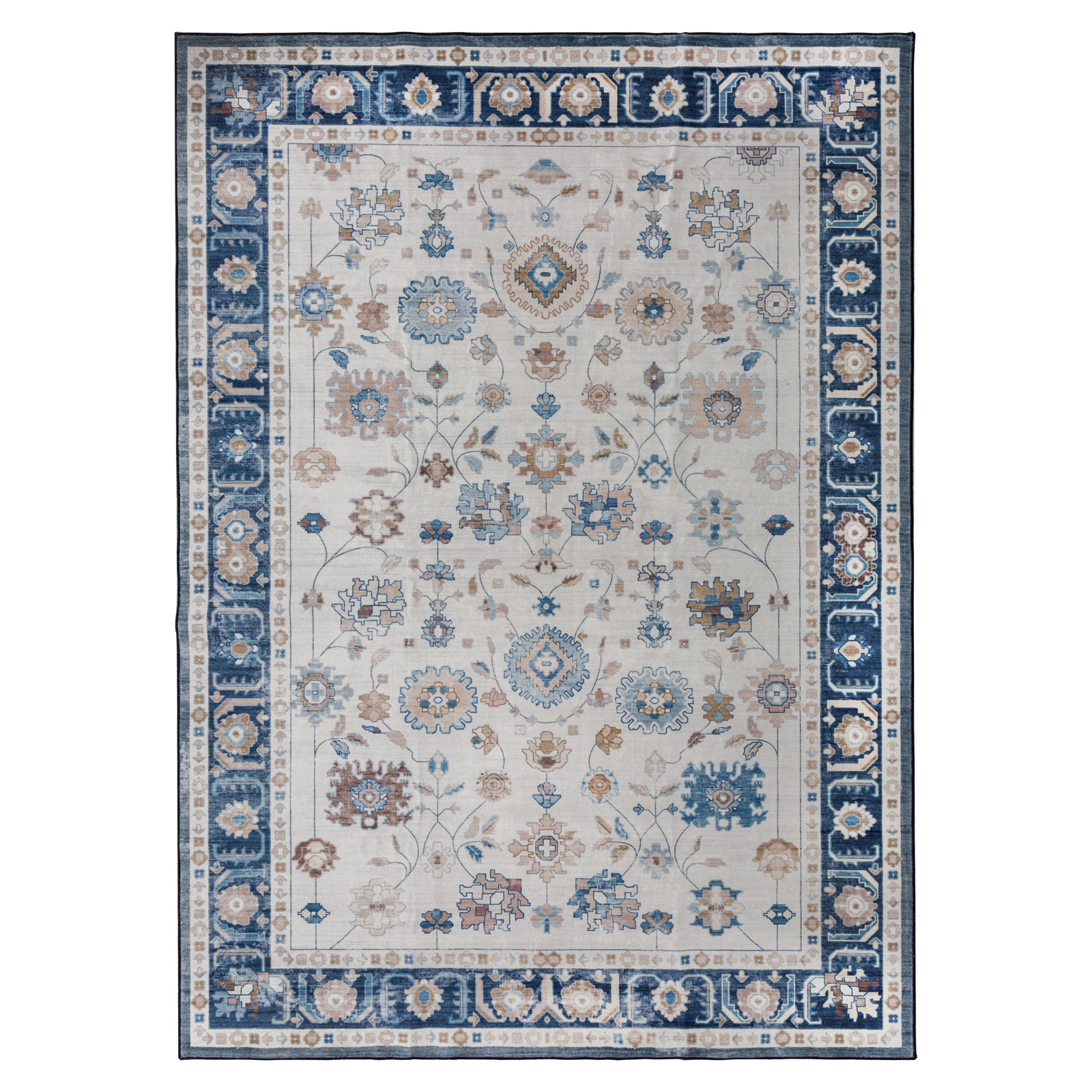 Lenore Traditional Machine Washable Soft Vintage Floral Pattern Rug