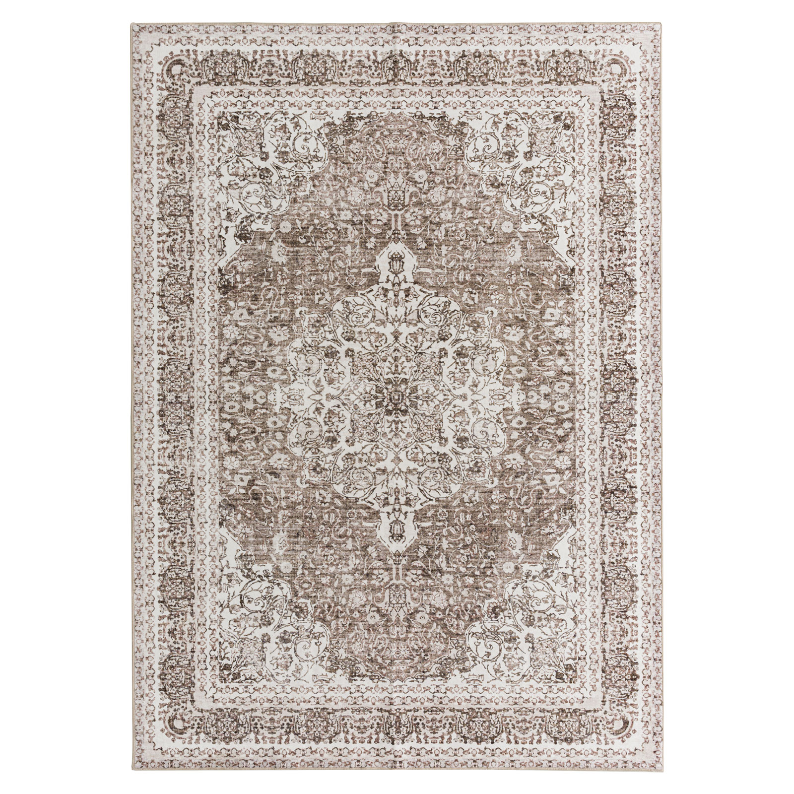 Lenore Traditional Machine Washable Soft Plush Vintage Floral Pattern Foldable Rug Multicolor 